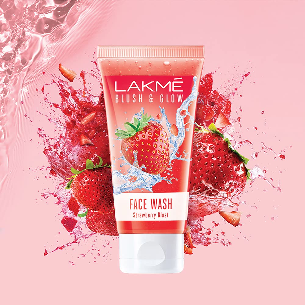 Lakme Blush & Glow Strawberry Freshness Gel Face Wash with Strawberry Extracts, 100 gm