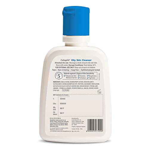 Cetaphil Oily Skin Cleanser Daily Face Wash for Oily, Acne prone Skin, Gentle Foaming