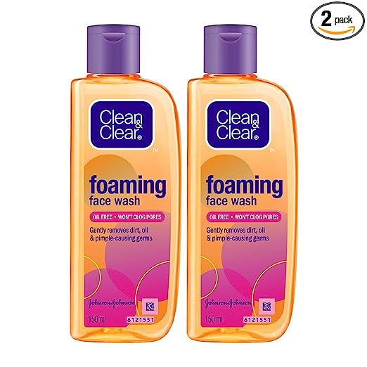 Clean & Clear Foaming Face Wash For Oily Skin, 150ml, Pack of 2