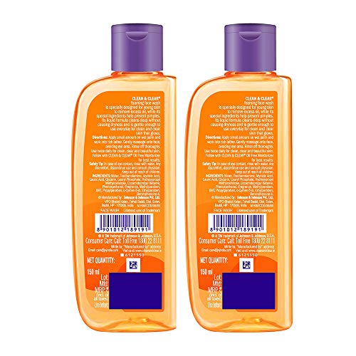 Clean & Clear Foaming Face Wash For Oily Skin, 150ml, Pack of 2