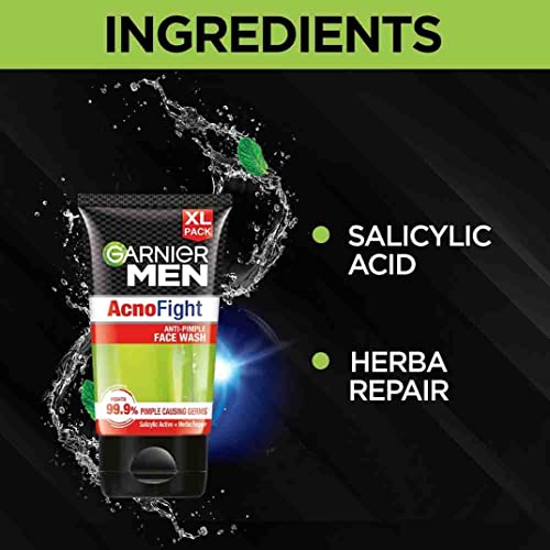 Garnier Men Anti-Pimple Face Wash, Repairs Skin & Balances Oils, AcnoFight, 150gm, Pack of 2