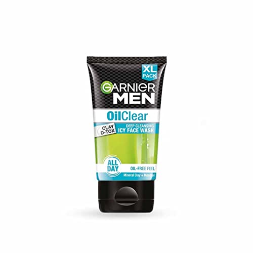 Garnier Men Face Wash, Balances Oil Level in Skin, OilClear Clay D-Tox