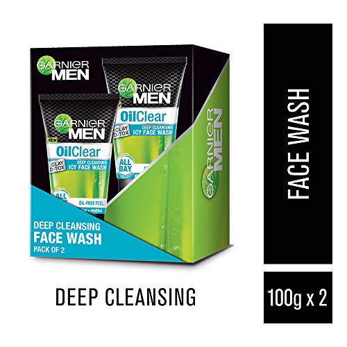 Garnier Men Face Wash | Balances Oil Level in Skin | OilClear Clay D-Tox | 100gm | Pack of 2