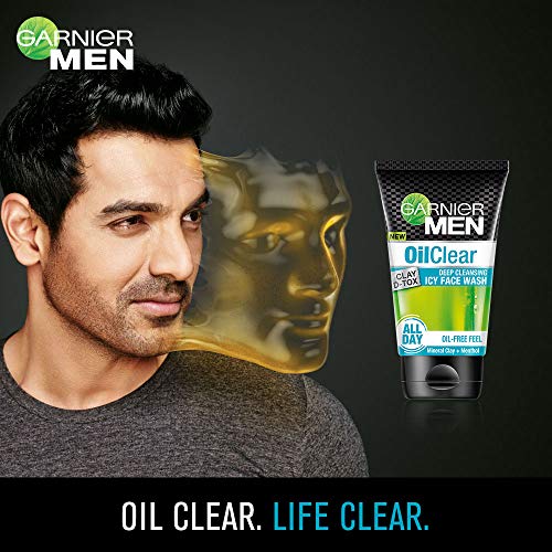 Garnier Men Face Wash | Balances Oil Level in Skin | OilClear Clay D-Tox | 100gm | Pack of 2
