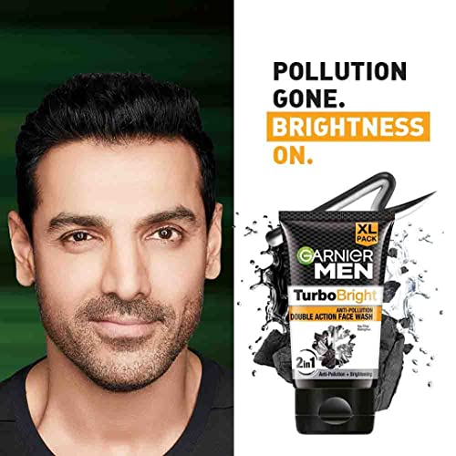 Garnier Men Turbo Bright Anti-pollution Double Action Face Wash, 150gm, Pack of 2