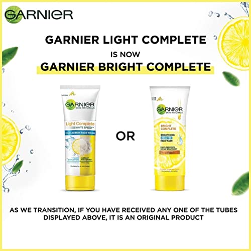 Garnier Skin Naturals, Face Wash, Oil Clearing, Bright Complete Brightening Duo Action