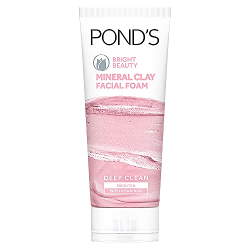 Ponds Bright Beauty Mineral Clay Vitamin B3, 4X Oil Absorbing, Brightening Face Wash