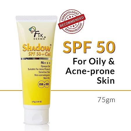 FIXDERMA Shadow Sunscreen SPF 50+ Gel For Oily Skin, 75gm
