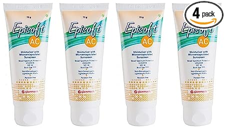 Glenmark Episoft AC Moisturizer with Sunscreen, SPF 30+, For Men and Women, 75gm, Pack of 4