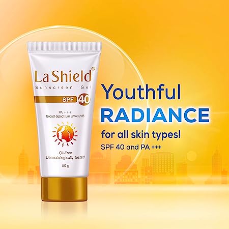 La Shield SPF 40 & PA+++ Mineral Based Sunscreen Gel For All Skin Types, 50gm, Pack of 2