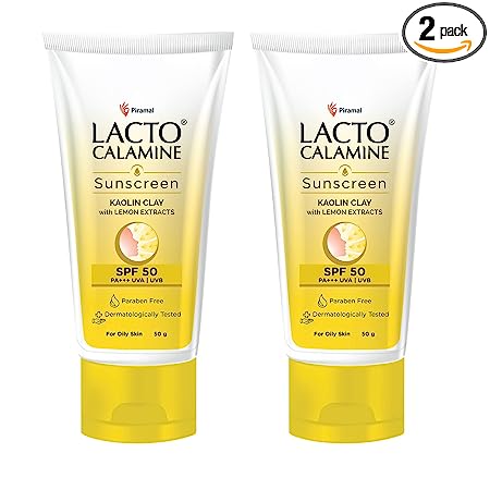 Lacto Calamine Sulphate-free Daily Sunshield with Kaolin Clay Matte Look Sunscreen Spf 50 Pa+++, 50gm, Pack of 2