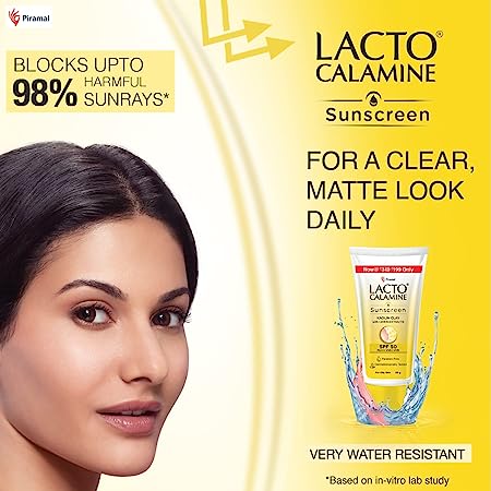 Lacto Calamine Sulphate-free Daily Sunshield with Kaolin Clay Matte Look Sunscreen Spf 50 Pa+++, 50gm, Pack of 2
