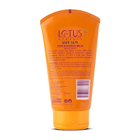Lotus Herbals Safe Sun Sunscreen Cream Breezy Berry SPF 20 PA+