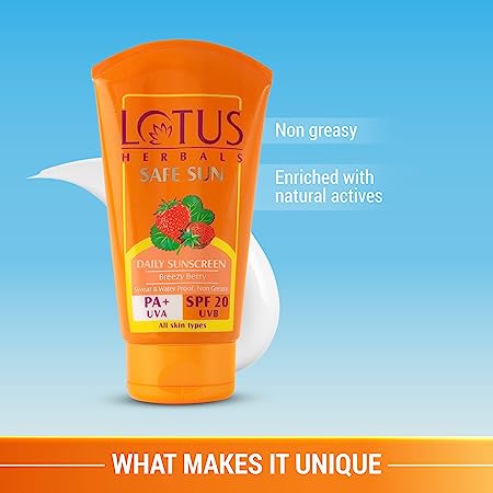 Lotus Herbals Safe Sun Sunscreen Cream Breezy Berry SPF 20 PA+