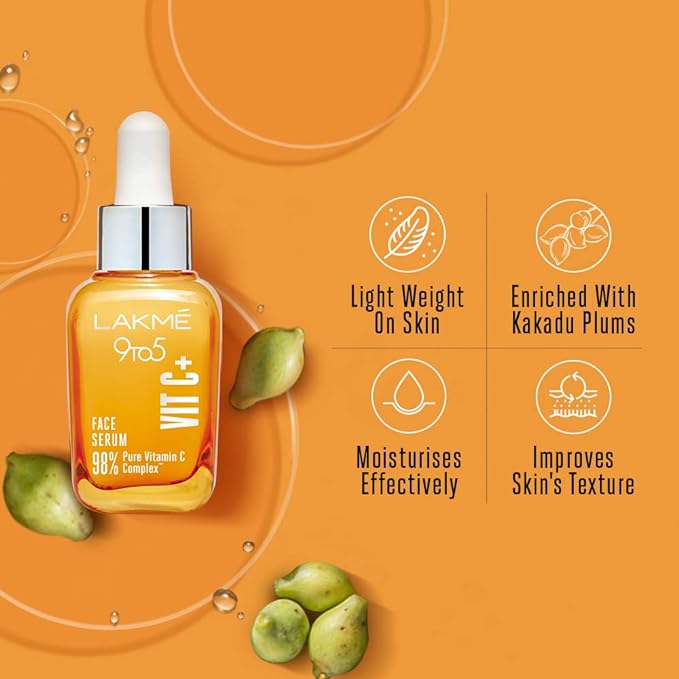 Lakme 9To5 Vitamin C+ Facial Serum with 98% Pure Vitamin C complex