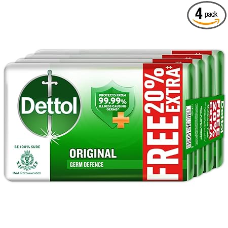 Dettol Original Germ Protection Bathing Soap Bar, Pack of 4