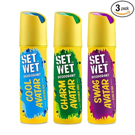 Set Wet Deodorant Spray Perfume Cool for men, Pack of 3