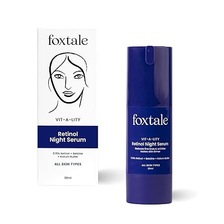 Foxtale 015% Beginner Friendly Retinol Night Serum for Anti-Aging, Retinol Night Cream