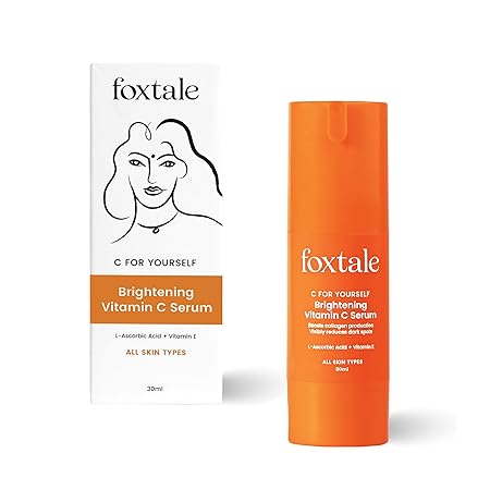 Foxtale 15% Vitamin C Face Serum for Glowing Skin, With Pure L-Ascorbic Acid and Vitamin E, Brightening Serum for Dark Spots