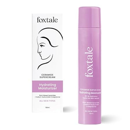 Foxtale 5x Hydrating Ceramide Moisturizer for Face, Micro Hyaluronic Acid + 3 Ceramides