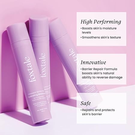 Foxtale 5x Hydrating Ceramide Moisturizer for Face, Micro Hyaluronic Acid + 3 Ceramides