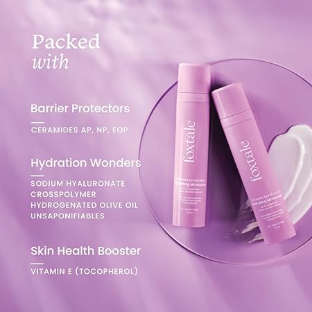 Foxtale 5x Hydrating Ceramide Moisturizer for Face, Micro Hyaluronic Acid + 3 Ceramides