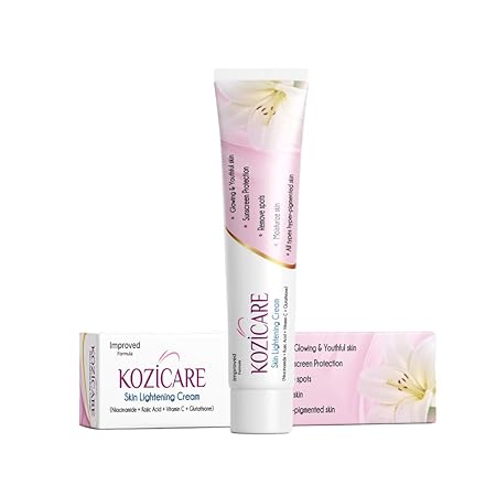 Kozicare Skin Lightening Non-Sticky Cream Lotion, Enriched with 3% Kojic Acid, 1% Alpha Arbutin, 1% Glutathione, 2% Niacinamide, 2% Vitamin C