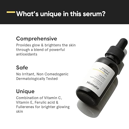 Minimalist 16% Vitamin C Face Serum Advanced With Vit E, & Ferulic Acid For Glowing Skin
