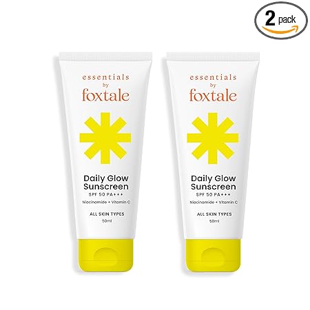 Foxtale Essentials Daily Glow Sunscreen SPF 50 PA+++, Pack of 2