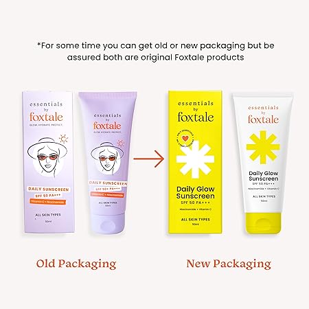 Foxtale Essentials Daily Glow Sunscreen SPF 50 PA+++, Pack of 2