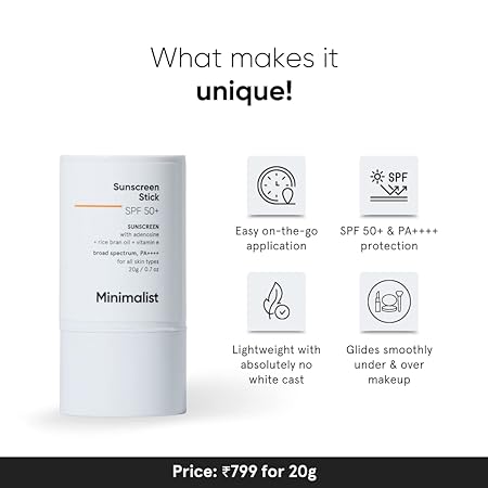 Minimalist SPF 50 Sunscreen Stick with Adenosine