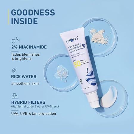 Plum 2% Niacinamide Sunscreen SPF 50 PA+++ With Rice Water