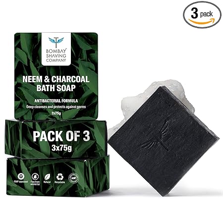 Bombay Shaving Company Charcoal and Neem Bath Soap, Pack of 3