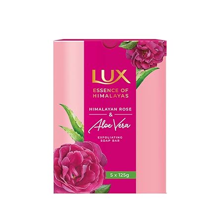 Lux Rose & Aloevera Exfoliating Soap, Pack of 5