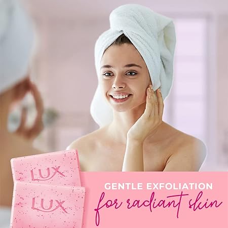 Lux Rose & Aloevera Exfoliating Soap, Pack of 5