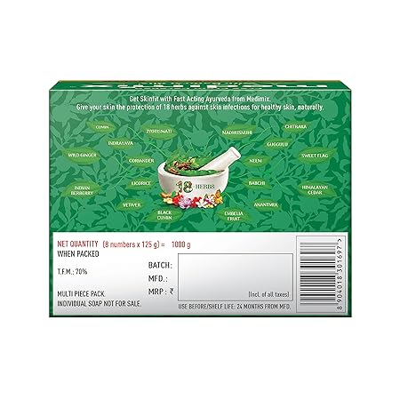 Medimix Ayurvedic Classic 18 Herbs Bathing Soap | Pack of 8