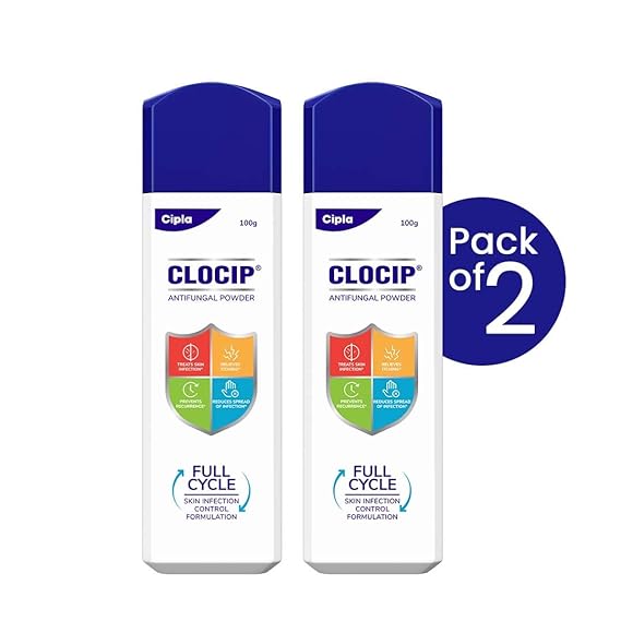 Cipla Clocip Antifungal Powder, Pack of 2