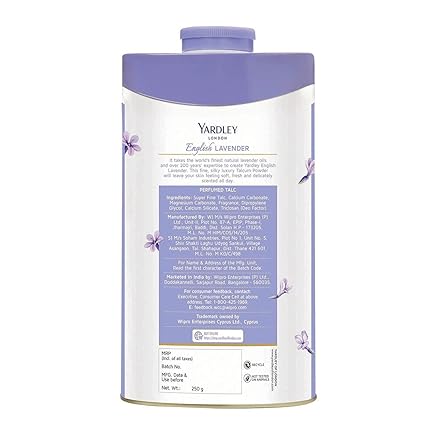 Yardley London English Lavender Perfumed Talc Fragrant Beauty Talc for Women