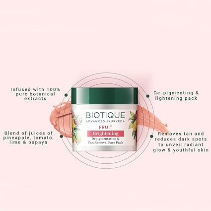 Biotique Fruit Brightening Depigmentation and Tan Removal Face Pack
