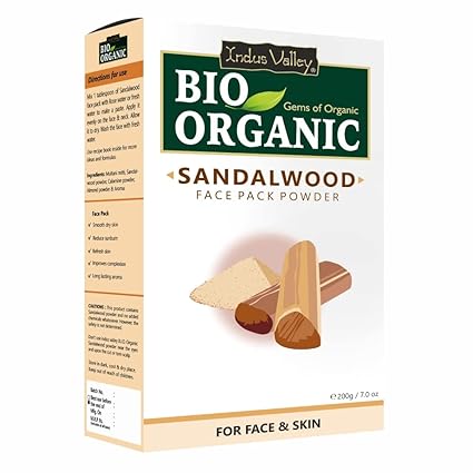 Indus Valley Bio Organic Sandalwood Face Pack Powder Santalum Album, Chandan Powder for Face and Skin Care