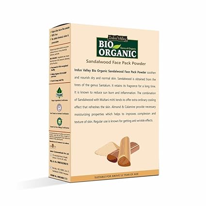 Indus Valley Bio Organic Sandalwood Face Pack Powder Santalum Album, Chandan Powder for Face and Skin Care