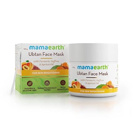 Mamaearth Ubtan Face Pack Mask For Fairness, Lightening,Moisturizing, Tanning & Glowing Skin With Saffron, Turmeric & Apricot Oil