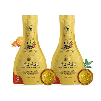 Nat Habit Fresh Sweet Orange Ubtan & Face Pack , Pack of 2
