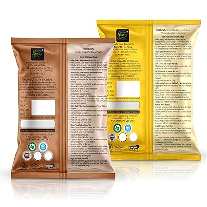 Online Quality Store Kasturi Turmeric Powder for Face + Pure Organic Sandalwood Powder, Pack of 2