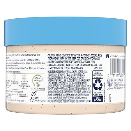 Dove Exfoliating Body Polish Body Scrub Deeply Nourishing Crushed Macadamia and Rice Milk