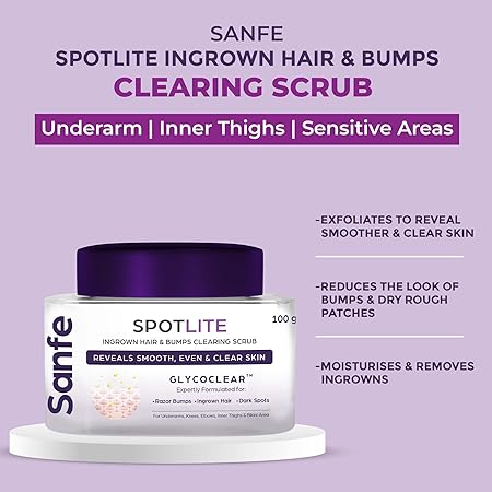 Sanfe Spotlite Ingrown Hair & Bumps Clearing Body Scrub For Dark Underarms, Inner Thighs and Sensitive Areas