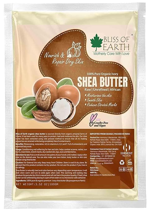 Bliss of Earth 100% Organic Raw Unrefined Ivory Shea Butter