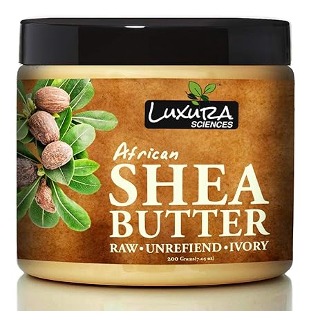 Luxura Sciences African Raw Shea Butter Unrefined Organic Ivory for Skin and Body
