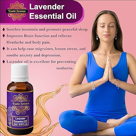 Exotic Aromas Lavender Essential Oil & Rose Oil, Pack of 2