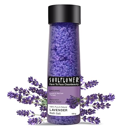Soulflower Lavender Bath Saltsea Salt, Lavender Essential Oil & Vitamin E